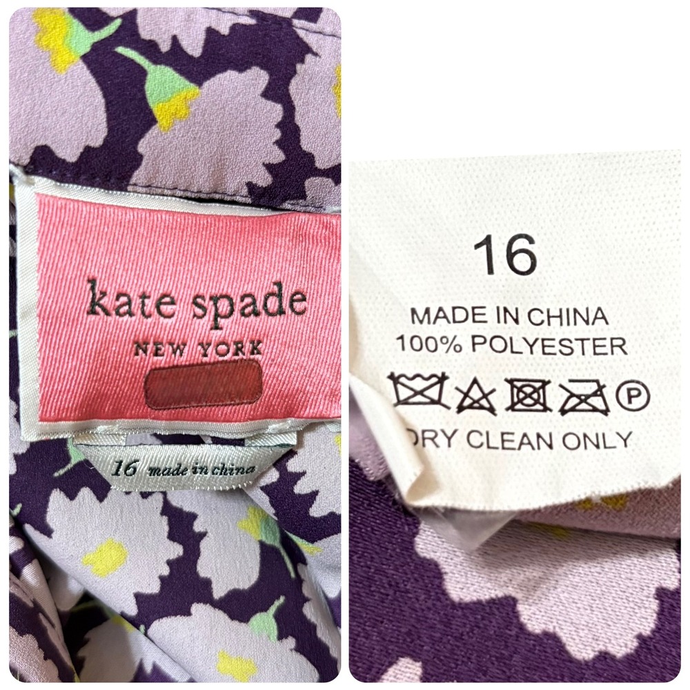 Kate Spade Sunny Bloom Shirt Dress Purple Floral Button Preppy Grunge Midi 16 - Picture 8 of 8